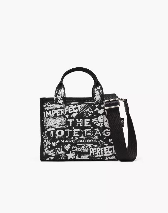 The Punk Scribble Canvas Small Tote Bag black multi
